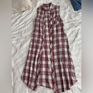Esprit Red and Black Plaid Midi Dress
